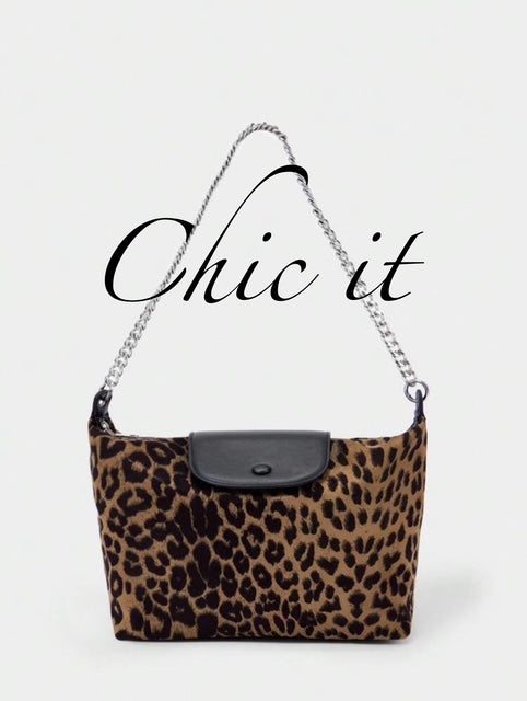 Chic It Fashion Elegant Classic Leopard Print Suede Shoulder Bag