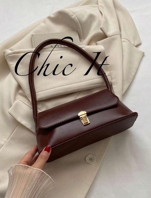 Chic It Soft Face Pu Leather Metal Lock Decoration Clamshell Bag