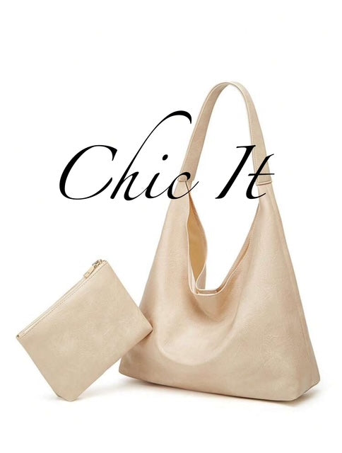 Chic It Tote Bag Vintage Simple Large Handbag Shoulder Bag for Women