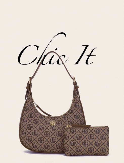 DK DKMG 2pcs Silk Printed Shoulder Bag Set with Adjustable Straps