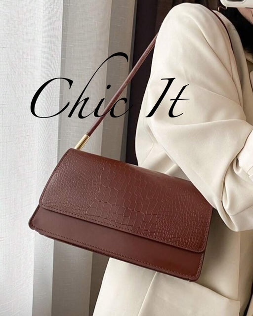 Chic It Fashion Crocodile Embossed Flap Bag Shoulder Bag