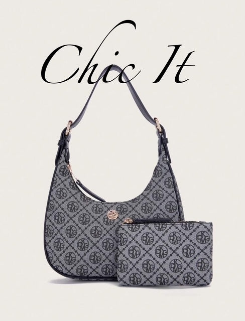 DK DKMG 2pcs Silk Printed Shoulder Bag Set with Adjustable Straps