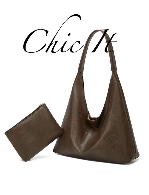 Chic It Tote Bag Vintage Simple Large Handbag Shoulder Bag for Women