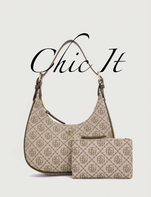 DK DKMG 2pcs Silk Printed Shoulder Bag Set with Adjustable Straps