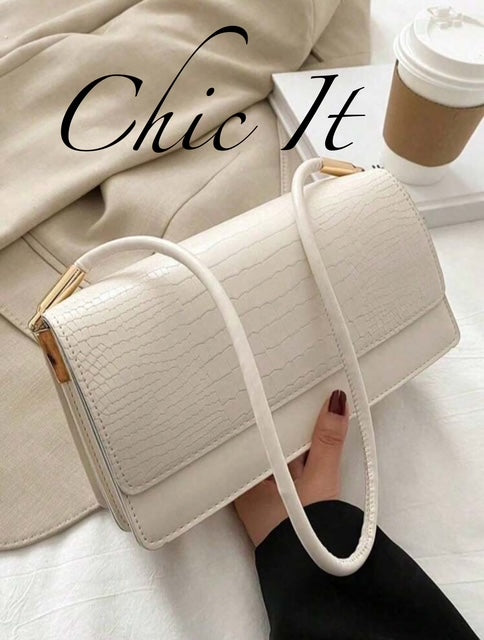 Chic It Fashion Crocodile Embossed Flap Bag Shoulder Bag