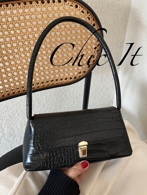 Chic It Soft Face Pu Leather Metal Lock Decoration Clamshell Bag