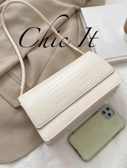 Chic It Fashion Crocodile Embossed Flap Bag Shoulder Bag