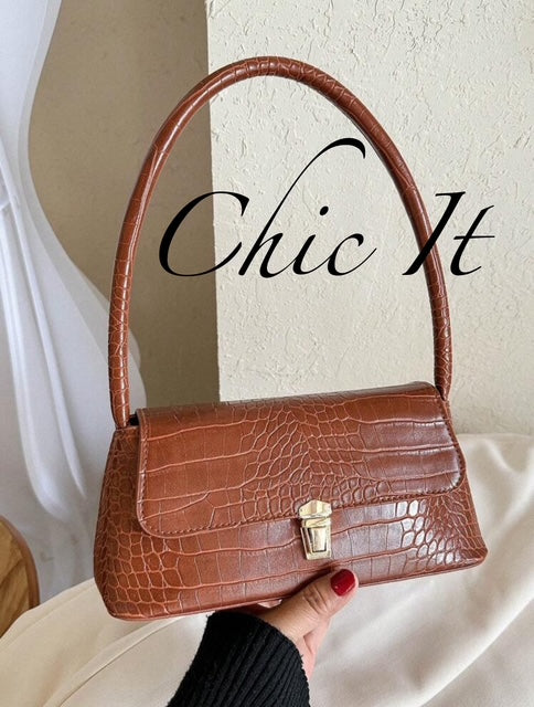 Chic It Soft Face Pu Leather Metal Lock Decoration Clamshell Bag