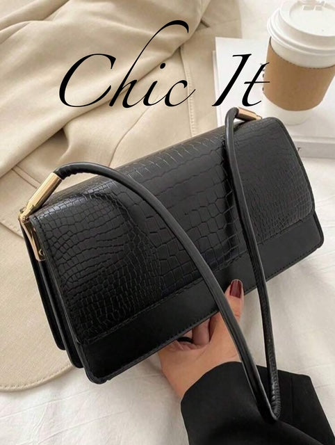 Chic It Fashion Crocodile Embossed Flap Bag Shoulder Bag