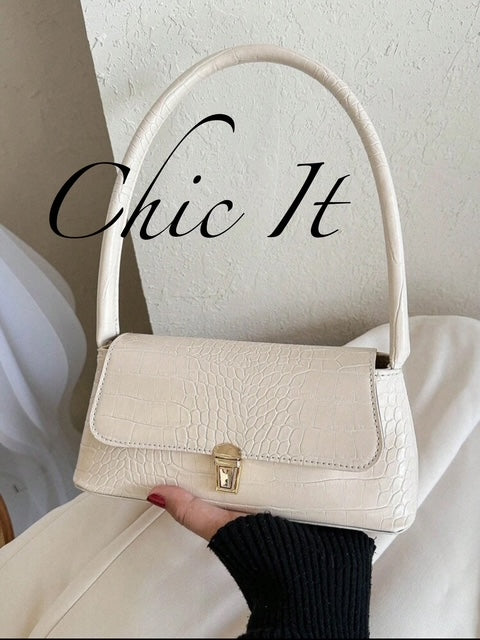 Chic It Soft Face Pu Leather Metal Lock Decoration Clamshell Bag