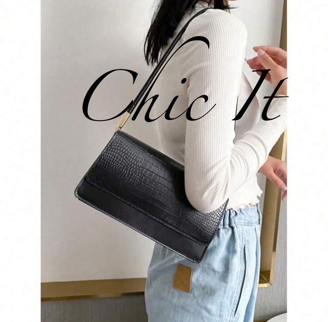 Chic It Fashion Crocodile Embossed Flap Bag Shoulder Bag