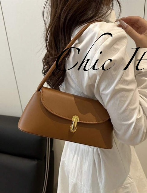 Chic It Soft Face Pu Leather Metal Lock Decoration Clamshell Bag